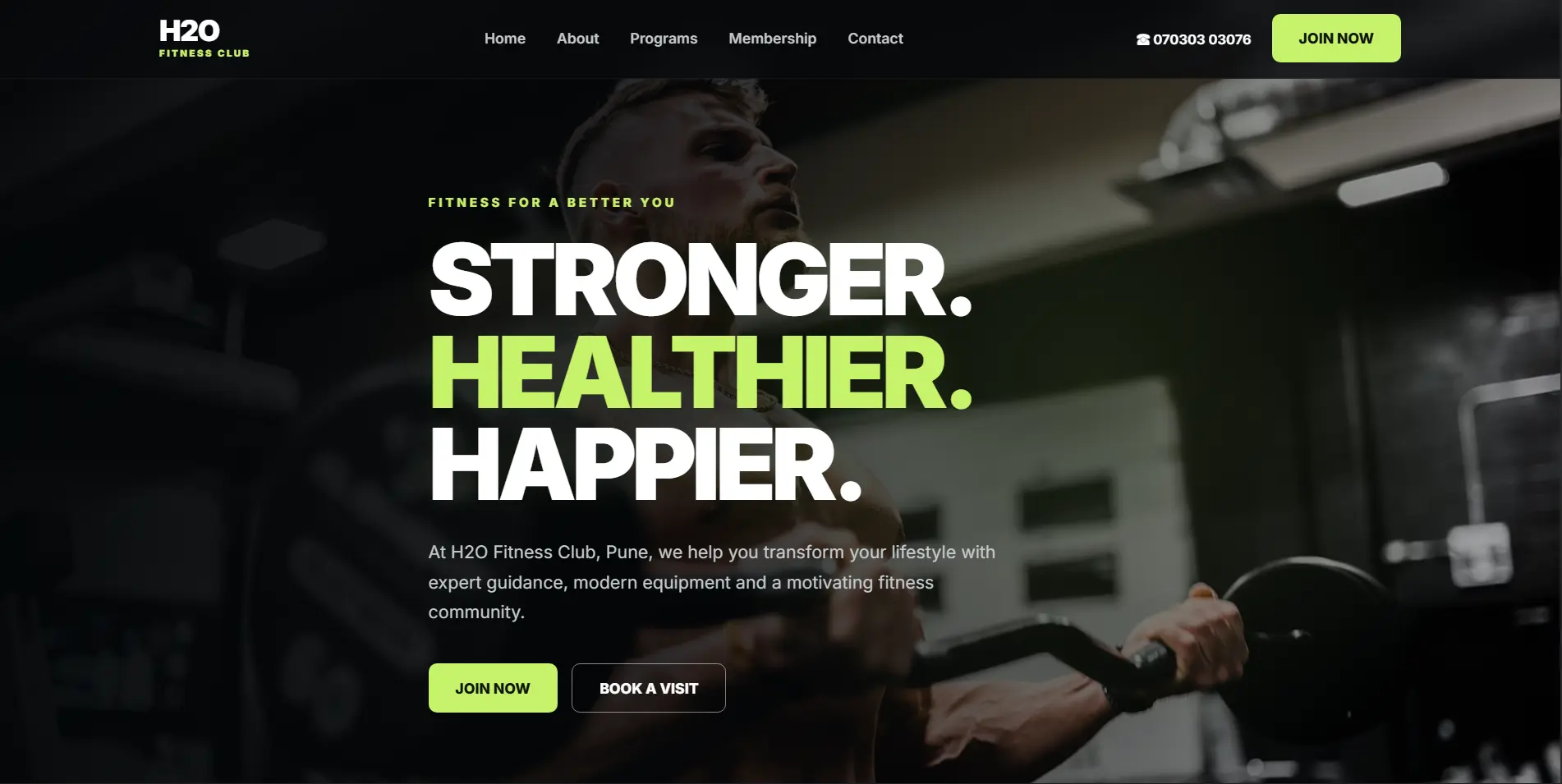 H2O Fitness website screenshot